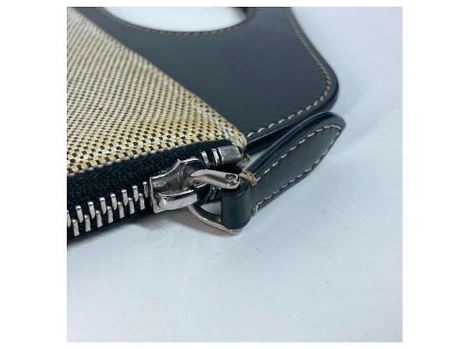 Clutch in tela e pelle Burberry Marrone Nero - vista 7
