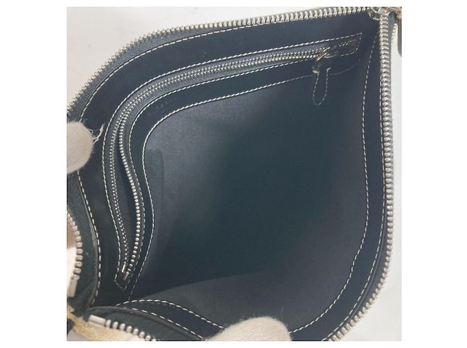 Clutch in tela e pelle Burberry Marrone Nero - vista 8
