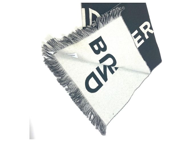 Sciarpa in lana bicolore Burberry Nero Bianco - vista 5