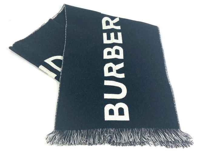 Sciarpa in lana bicolore Burberry Nero Bianco - vista 7
