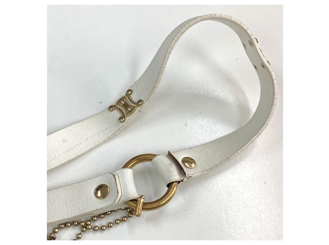 Céline Celine Triomphe Leather Dog Leash White - view 2