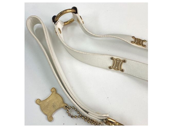 Céline Celine Triomphe Leather Dog Leash White - view 3