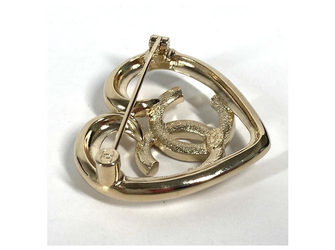 Spilla a forma di cuore con strass dorati Chanel D'oro - vista 2