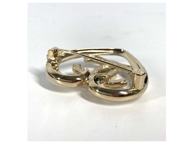 Spilla a forma di cuore con strass dorati Chanel D'oro - vista 3