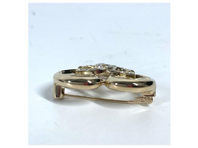 Spilla a forma di cuore con strass dorati Chanel D'oro - vista 4