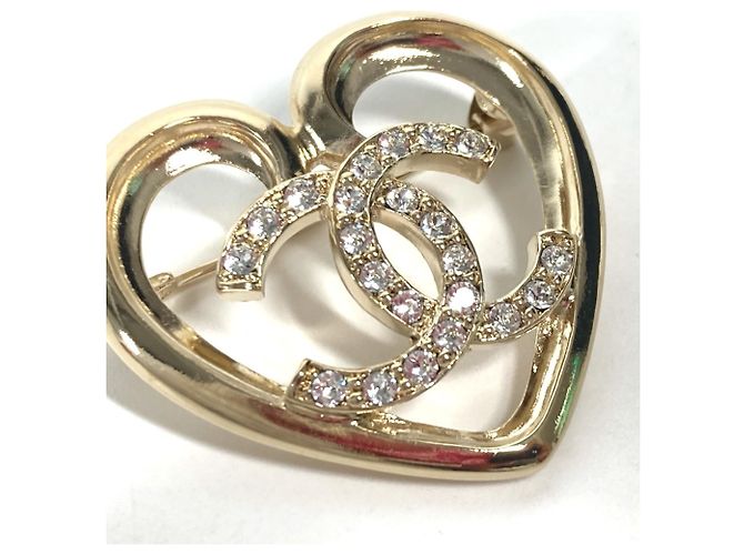 Spilla a forma di cuore con strass dorati Chanel D'oro - vista 5
