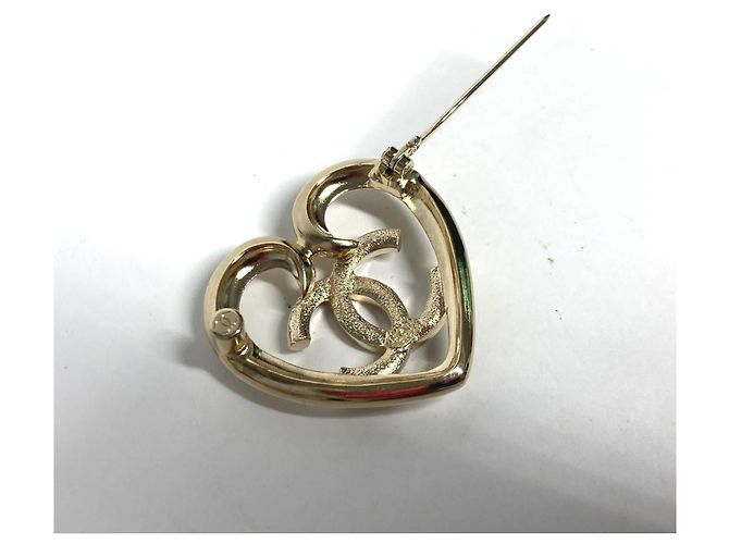 Spilla a forma di cuore con strass dorati Chanel D'oro - vista 6
