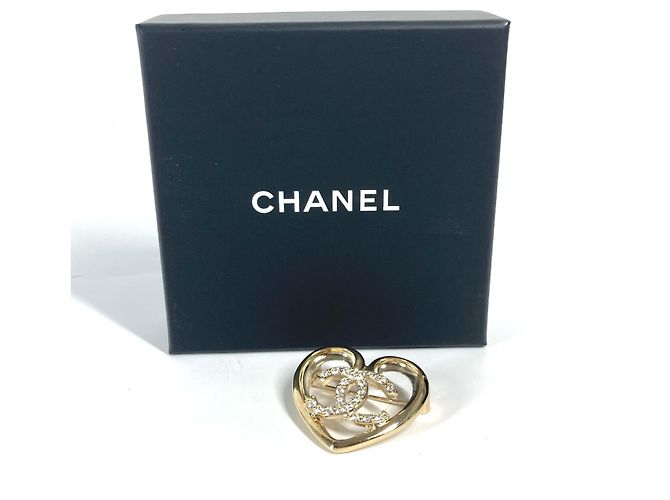 Spilla a forma di cuore con strass dorati Chanel D'oro - vista 7