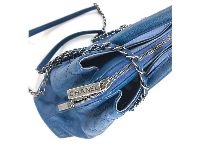 Chanel Caviar-Leder Tote Bag Blau - Ansicht 10
