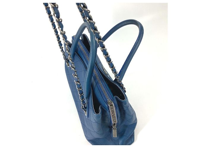 Chanel Caviar-Leder Tote Bag Blau - Ansicht 11