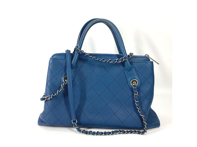 Chanel Caviar-Leder Tote Bag Blau - Ansicht 2