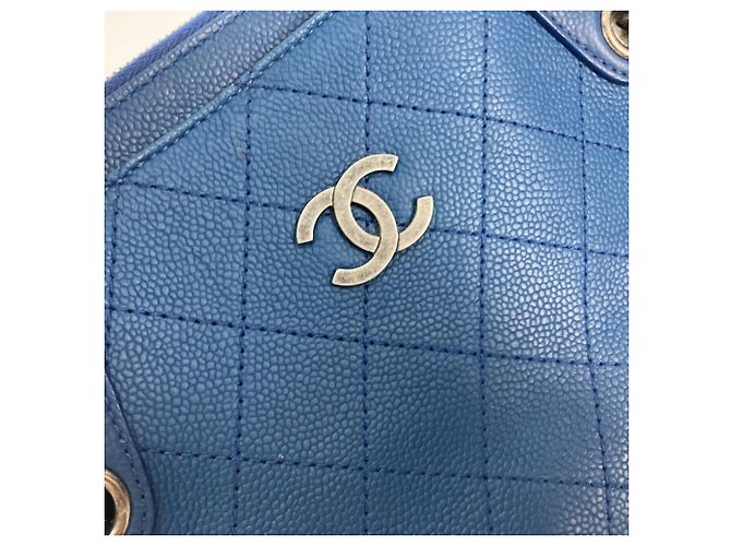 Chanel Caviar-Leder Tote Bag Blau - Ansicht 8