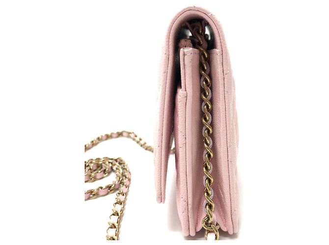 Borsa a spalla in pelle caviar rosa Chanel - vista 3