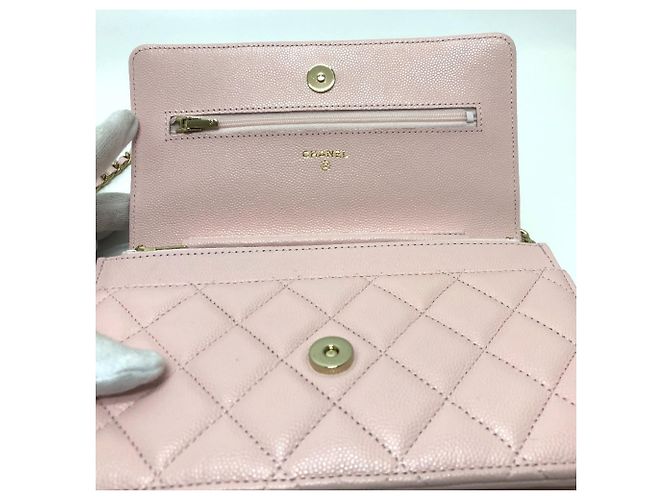 Borsa a spalla in pelle caviar rosa Chanel - vista 9