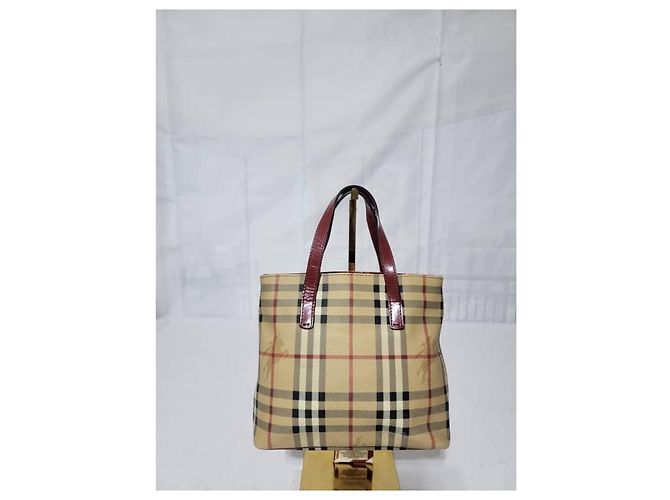 Borsa tote piccola Haymarket Check di Burberry rossa Rosso Beige - vista 2