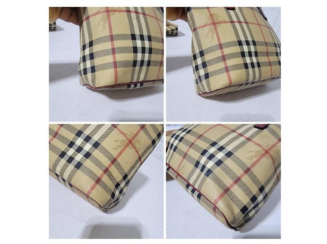 Borsa tote piccola Haymarket Check di Burberry rossa Rosso Beige - vista 5
