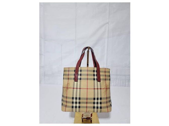 Borsa tote piccola Haymarket Check di Burberry rossa Rosso Beige - vista 6