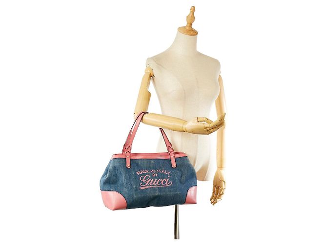 Borsa tote in denim Gucci Craft Rosa - vista 11