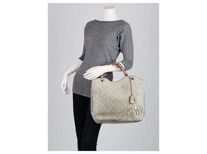 Louis Vuitton Limited Edition Whisper Monogram Wildleder & Python GM Schultertasche Braun Grau - Ansicht 12