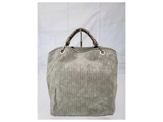 Louis Vuitton Limited Edition Whisper Monogram Wildleder & Python GM Schultertasche Braun Grau - Ansicht 2