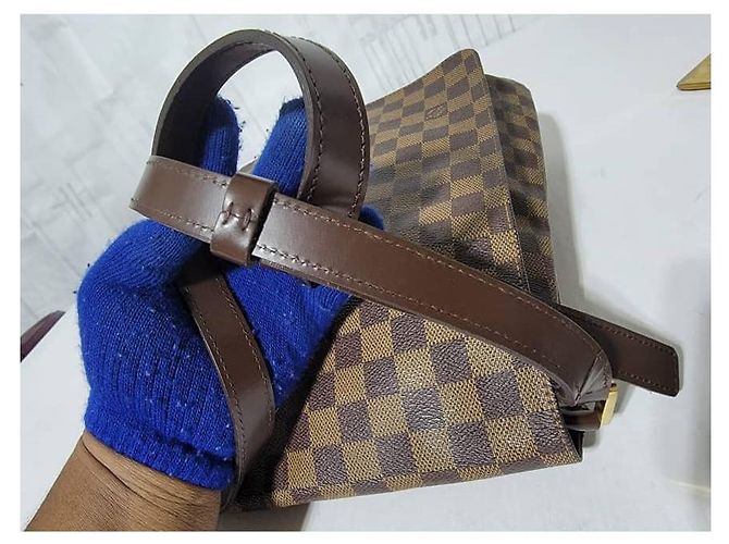 LOUIS VUITTON Borsa a Spalla Musette Salsa GM Damier Ebene Marrone Beige - vista 10