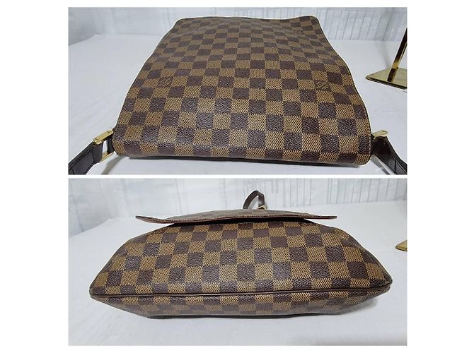 LOUIS VUITTON Borsa a Spalla Musette Salsa GM Damier Ebene Marrone Beige - vista 12
