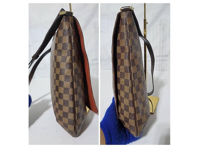 LOUIS VUITTON Borsa a Spalla Musette Salsa GM Damier Ebene Marrone Beige - vista 13