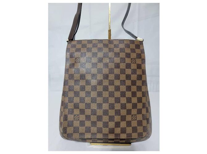LOUIS VUITTON Borsa a Spalla Musette Salsa GM Damier Ebene Marrone Beige - vista 7
