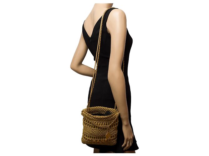 Classique Sac CHANEL en Osier Doré - 102036 - vue 13