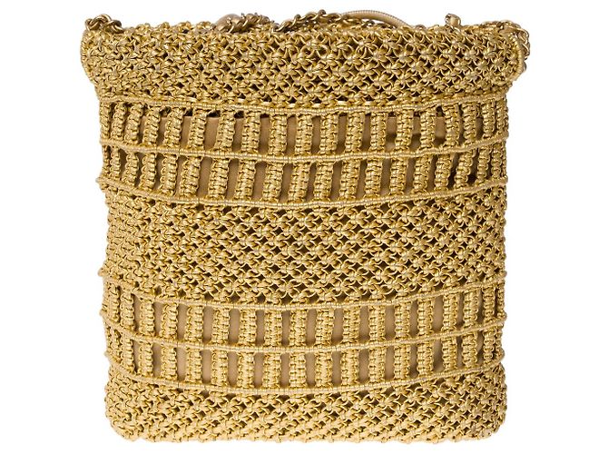 Classique Sac CHANEL en Osier Doré - 102036 - vue 4