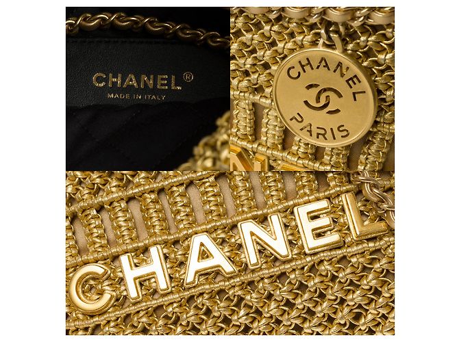 Classique Sac CHANEL en Osier Doré - 102036 - vue 7