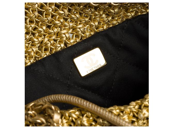 Classique Sac CHANEL en Osier Doré - 102036 - vue 8