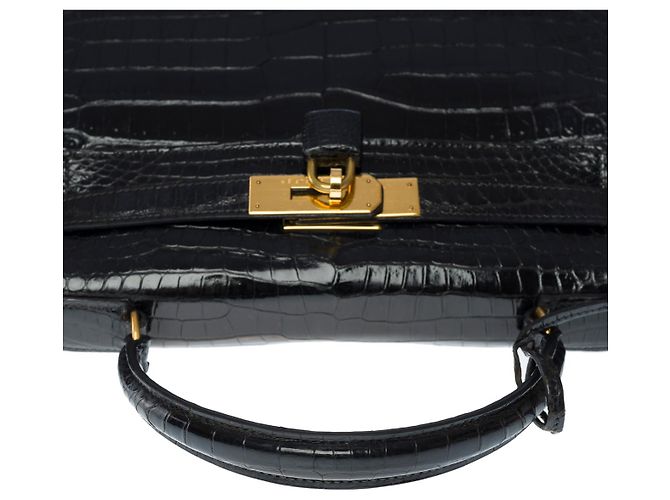 Hermès Sac HERMES Kelly 28 en Crocodile Noir - 101997 - vue 10