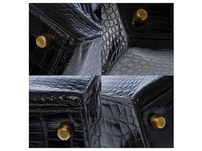 Hermès Sac HERMES Kelly 28 en Crocodile Noir - 101997 - vue 12