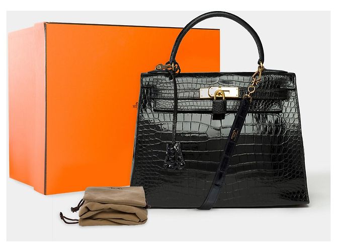 Hermès Sac HERMES Kelly 28 en Crocodile Noir - 101997 - vue 2