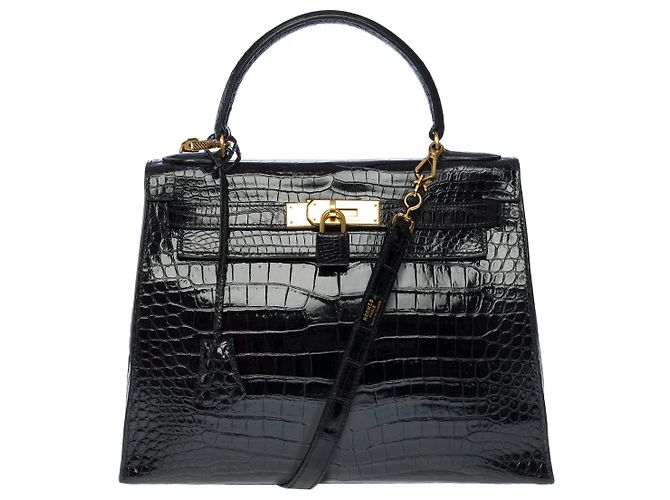Hermès Sac HERMES Kelly 28 en Crocodile Noir - 101997 - vue 3