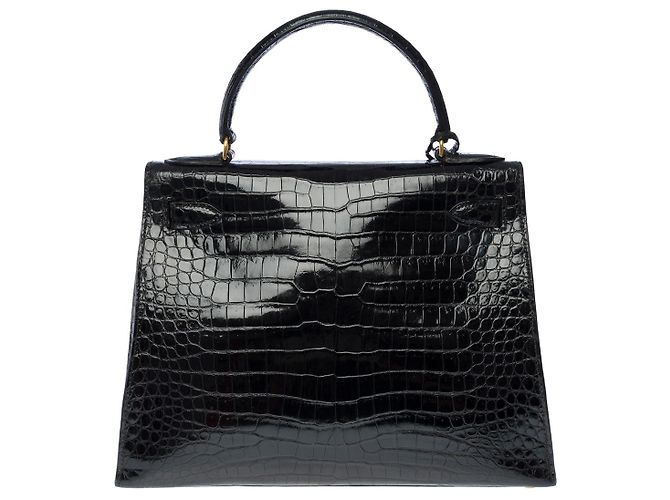 Hermès Sac HERMES Kelly 28 en Crocodile Noir - 101997 - vue 4