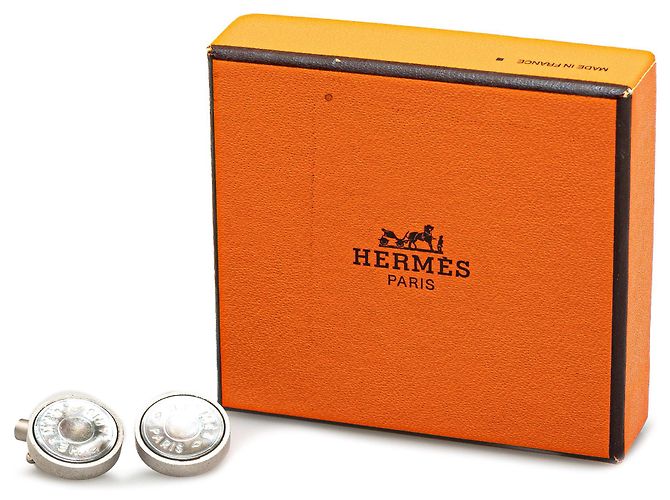 Abotoaduras Clou de Selle em prata Hermès - vista 4