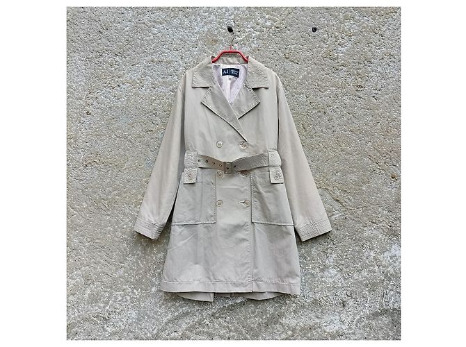 Trench Armani Jeans Beige de Doble Botonadura en Nylon - vista 4
