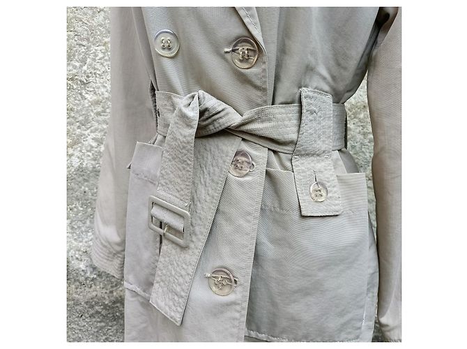 Trench Armani Jeans Beige de Doble Botonadura en Nylon - vista 8