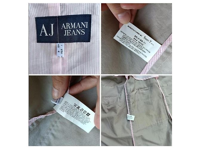Trench Armani Jeans Beige de Doble Botonadura en Nylon - vista 9