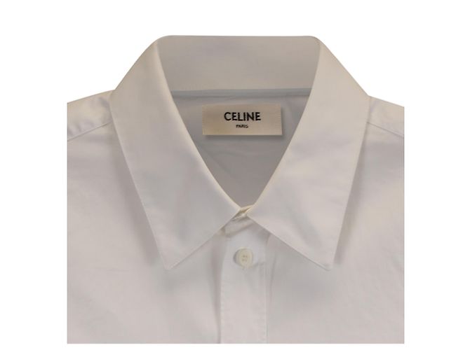 Céline Camicia Celine con bottoni in cotone bianco - vista 2