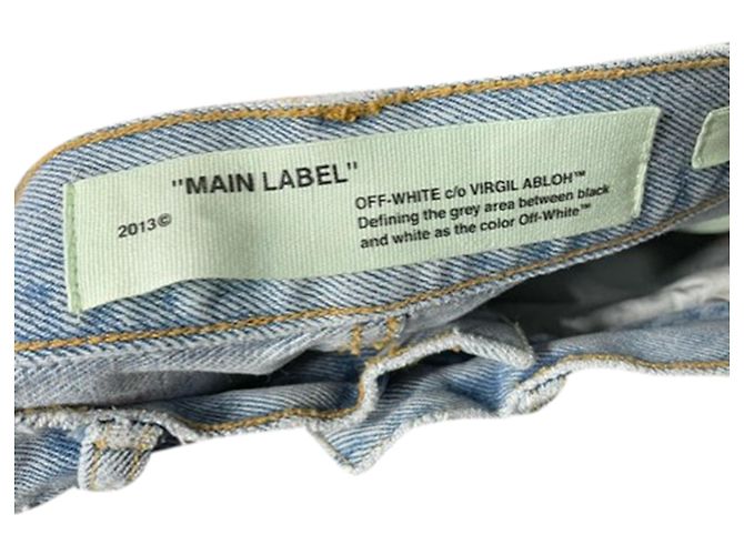 Off White Jeans strappati a vita media Off-White c/o Virgil Abloh in cotone azzurro - vista 3