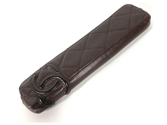 Chanel Cambon Line CC Coco Mark Leather Pen Case Brown - view 2