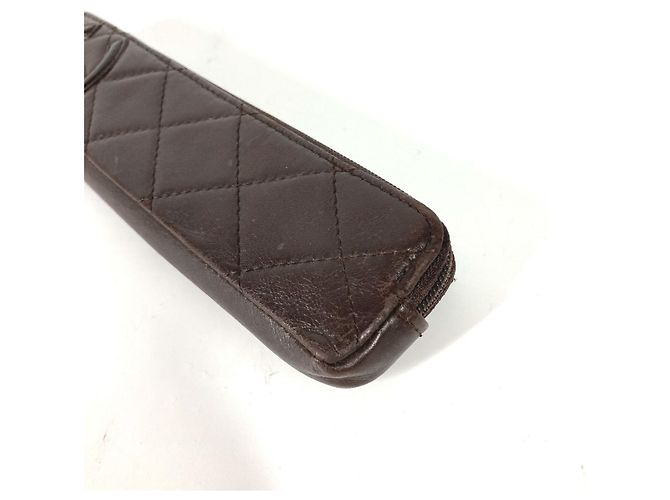 Chanel Cambon Line CC Coco Mark Leather Pen Case Brown - view 3