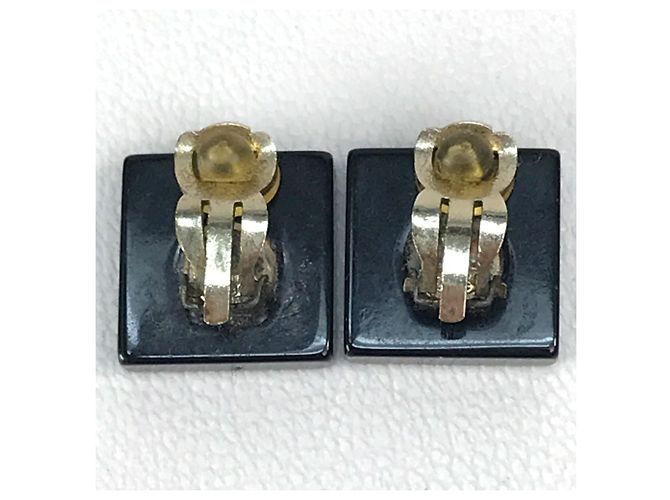 Orecchini quadrati in strass Chanel CC Coco Mark Blu chiaro - vista 2