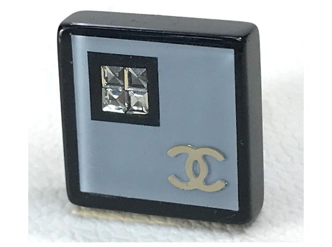 Orecchini quadrati in strass Chanel CC Coco Mark Blu chiaro - vista 7
