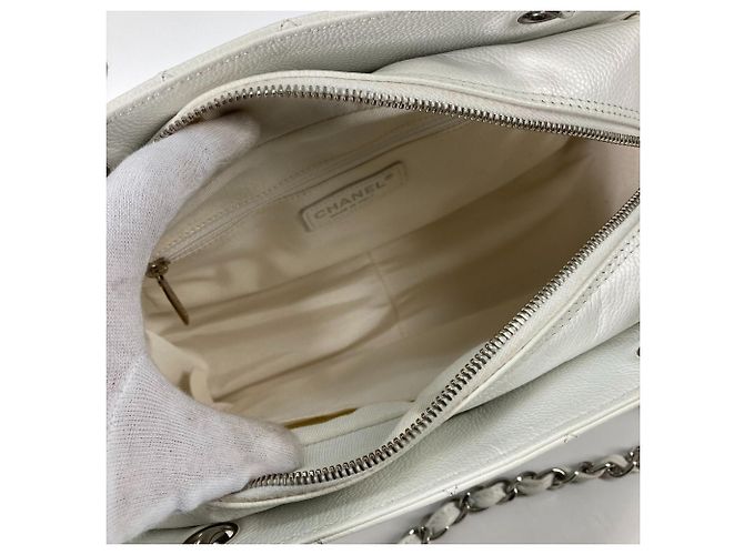 Borsa a spalla trapuntata con catena Chanel Argento Bianco - vista 12