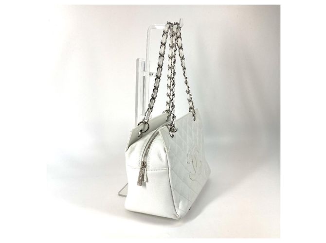 Borsa a spalla trapuntata con catena Chanel Argento Bianco - vista 2