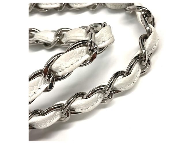 Borsa a spalla trapuntata con catena Chanel Argento Bianco - vista 7